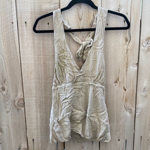Da-Nang vintage surplus 100% cotton embroidered beaded halter top size XS
